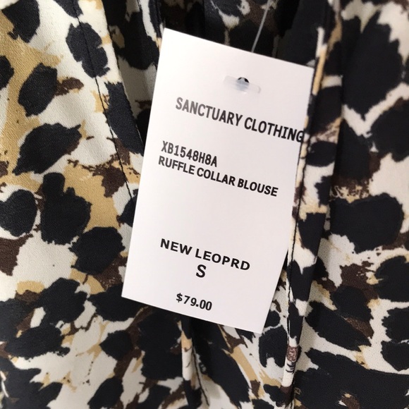 SANCTUARY Ruffle Collar Animal Print  Blouse Size S - Picture 8 of 9